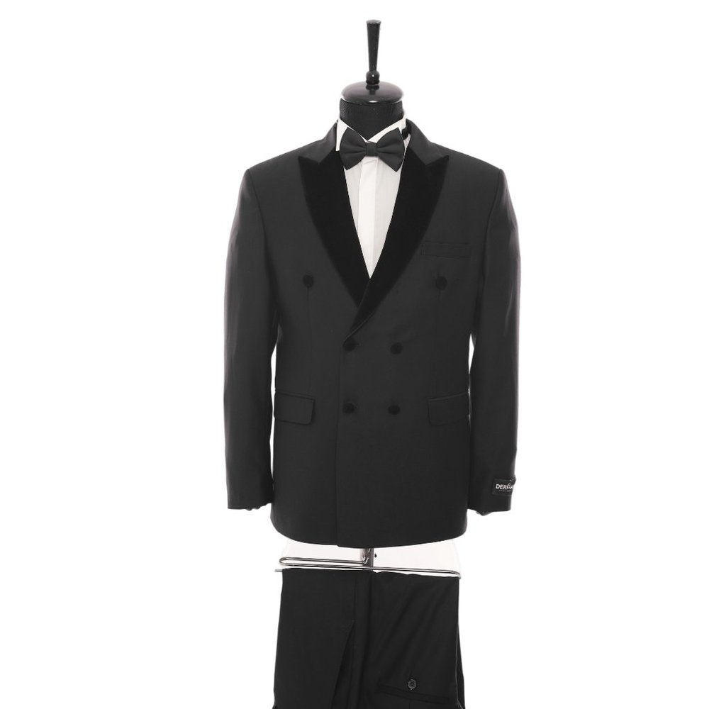 NEW Double Breasted Tuxedo, Black Peak Lapel Turkish Import